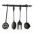 1960s Vintage Hand Made Cast Iron Utensils With a Matching Decorative Wall Hanger - 4 Pieces For Sale