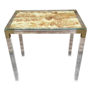 Vintage Methacrylate or Lucite and Brass Side Table, 1970s For Sale