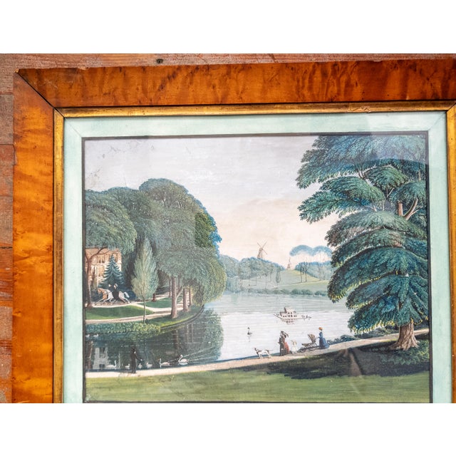 Victorian 19th Century English Victorian Exquisite Gouache Landscape Painting of Park Setting For Sale - Image 3 of 18