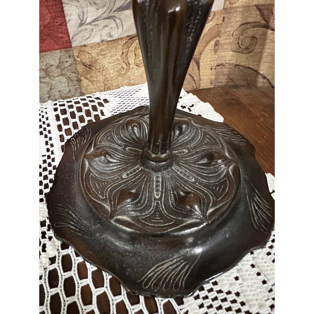Metal Late 20th Century Art Nouveau Sensuous Woman Candelabras in Cast Iron With an Antique Bronze Finish Set of 2 For Sale - Image 7 of 11