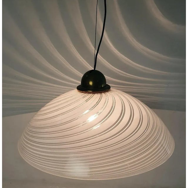 Large Murano Swirl Pendant in White, 1970s For Sale - Image 11 of 12