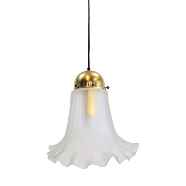 Glass & Brass Pendant Lamp from Peill & Putzler For Sale