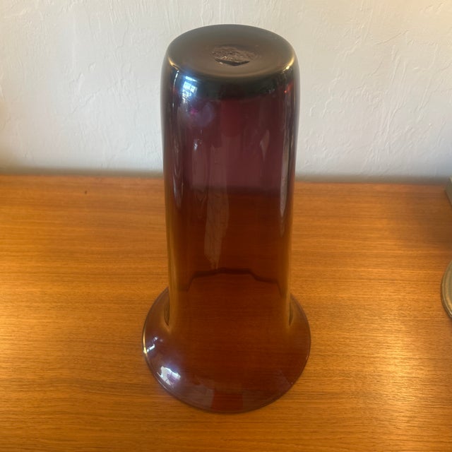 1960s Huge Blenko Amethyst Optic Art Glass Hand Blown Vase For Sale In Naples, FL - Image 6 of 6