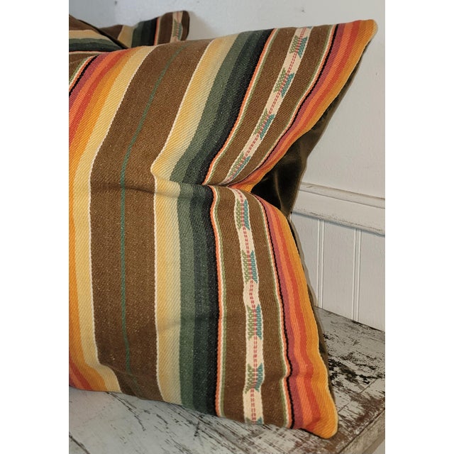 Folk Art Pair of Linen Serape - Ralph Lauren Pillows For Sale - Image 3 of 5