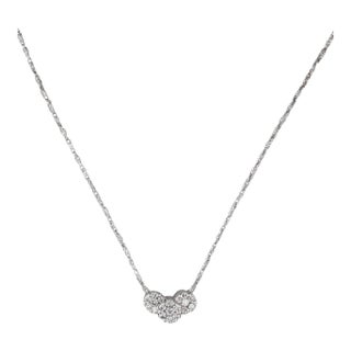 0.23ctw Diamond 3-Cluster Pendant Necklace 14k White Gold 18" Bar Links For Sale