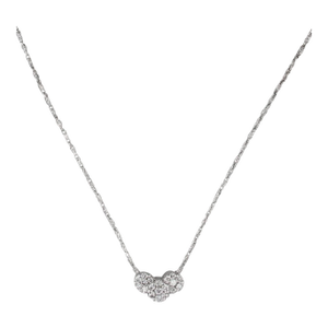 0.23ctw Diamond 3-Cluster Pendant Necklace 14k White Gold 18" Bar Links