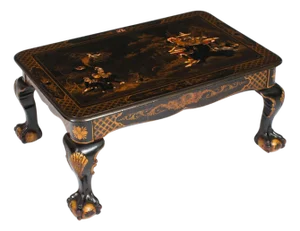 Vintage Black Lacquered Chinoiserie Coffee Table, 1950s