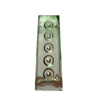 Mid-Century Space Age Brutalist Glass Block Vase, 1960s For Sale