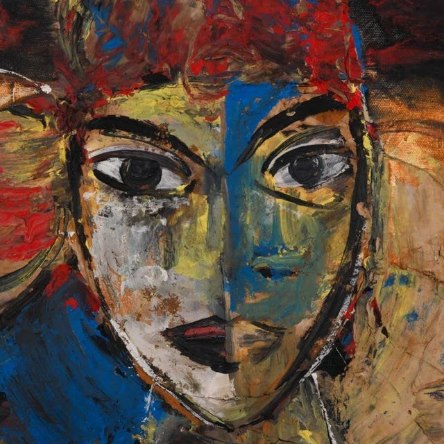 Expressionism Mid 20th Century Framed Jester Collage and Oil on Canvas After Manolo Valdes For Sale - Image 3 of 7