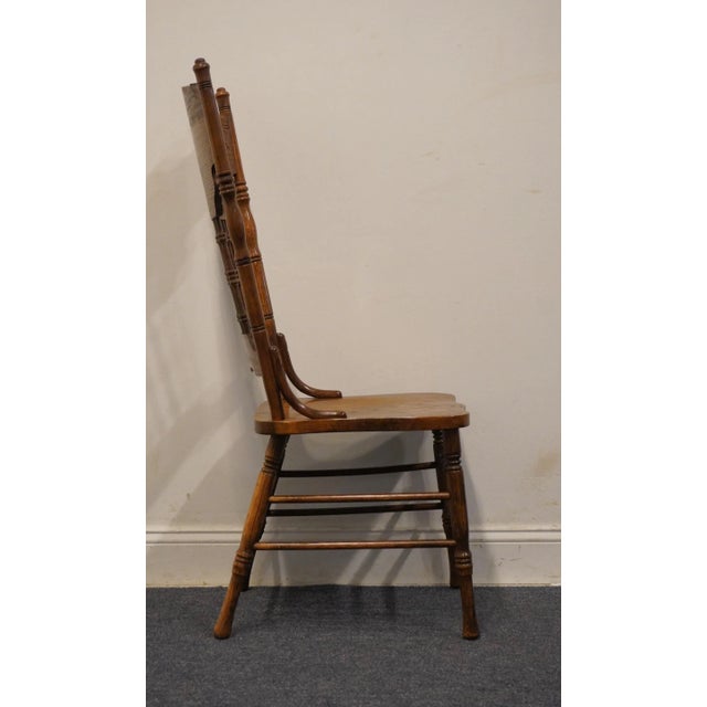 Late 20th Century High End Vintage Solid Oak Pressed Back Rustic Country Style Dining Side Chair For Sale - Image 5 of 9