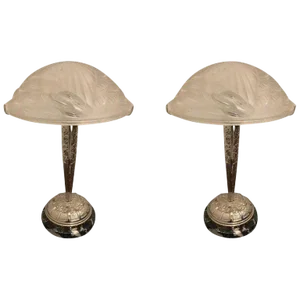 Schneider French Art Deco Geometric Table Lamps - a Pair