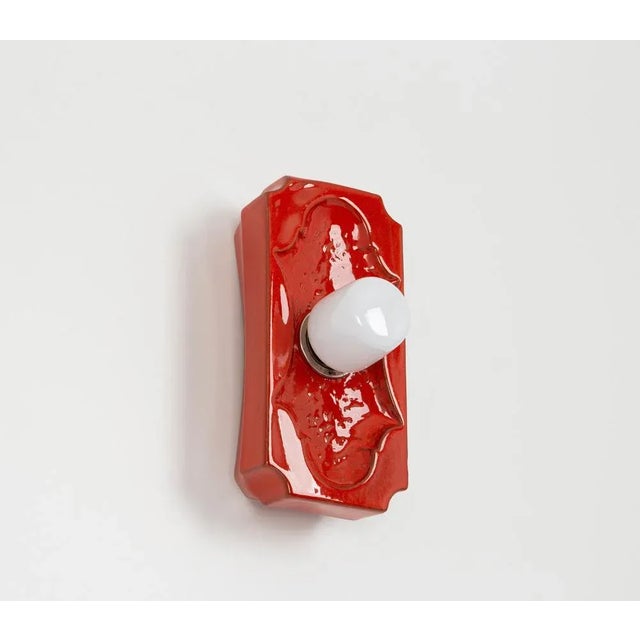 1970s Ceramic Red Sputnik Wall Lights, Germany, 1970s, Set of 2 For Sale - Image 5 of 8