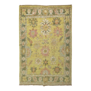 Vintage Yellow Turkish Oushak - 5'10" x 7'10" For Sale
