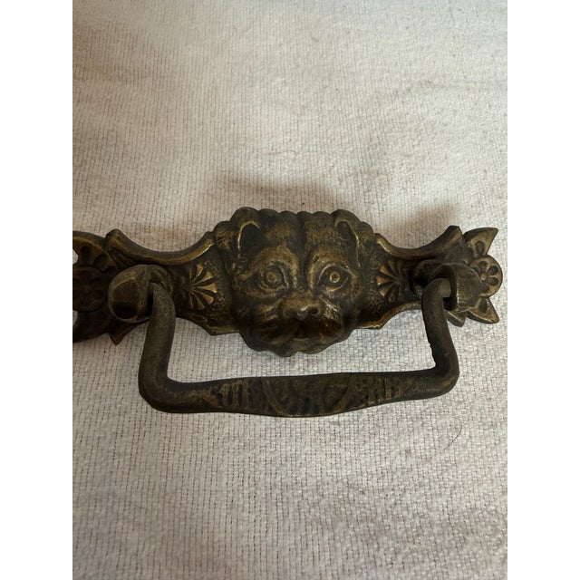 Victorian Cast Iron Dog Drawer Pulls. Beautiful Patina