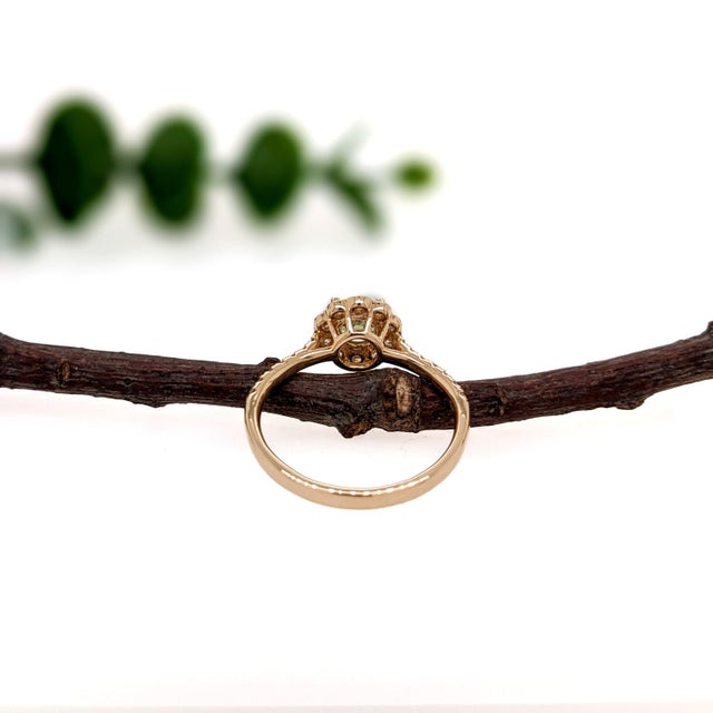2010s Demantoid Ring W Earth Mined Diamonds in Solid 14k Yellow Gold | Round 5mm, Size 6.75 For Sale - Image 5 of 6
