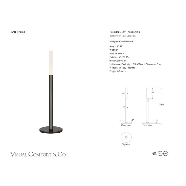Kelly Wearstler by Visual Comfort Signature Rousseau 20" Table Lamp in Bronze with Etched Crystal Designer: Kelly...