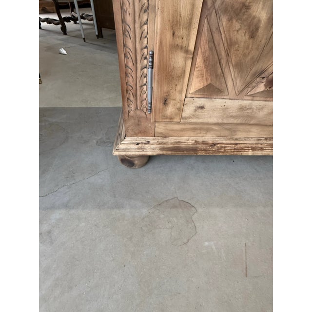 18th Century French Louis XIII Style Diamond Shape Solid Walnut Bleached Sideboard / Buffet. For Sale - Image 9 of 12