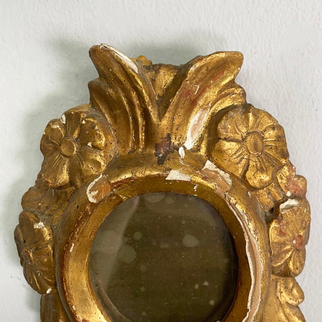 Gold Italian Two Light Wall Lamps with Mirror, 1700s, Set of 2 For Sale - Image 8 of 18