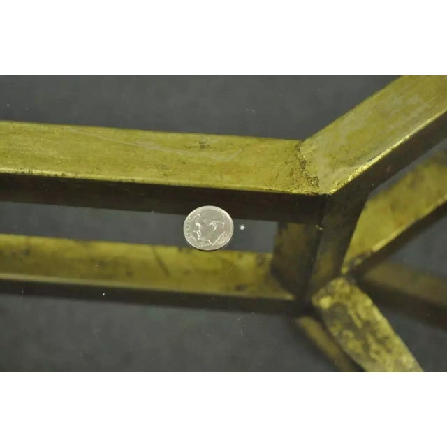 Vintage Arturo Pani Style Hollywood Regency Gold Gilt Iron & Glass Coffee Table For Sale - Image 9 of 10