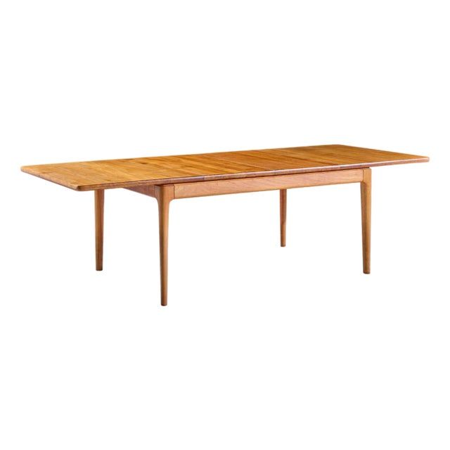 Glostrup Møbelfabrik Mid Century Danish Teak Hidden Leaf Dining Table With 2 Leaves For Sale