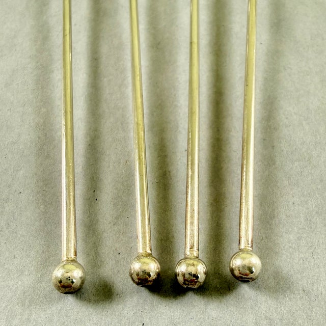 Sterling Silver Highball or Iced Tea Heart Leaf Bowl Stirring Straws, Set of 4 For Sale - Image 9 of 11