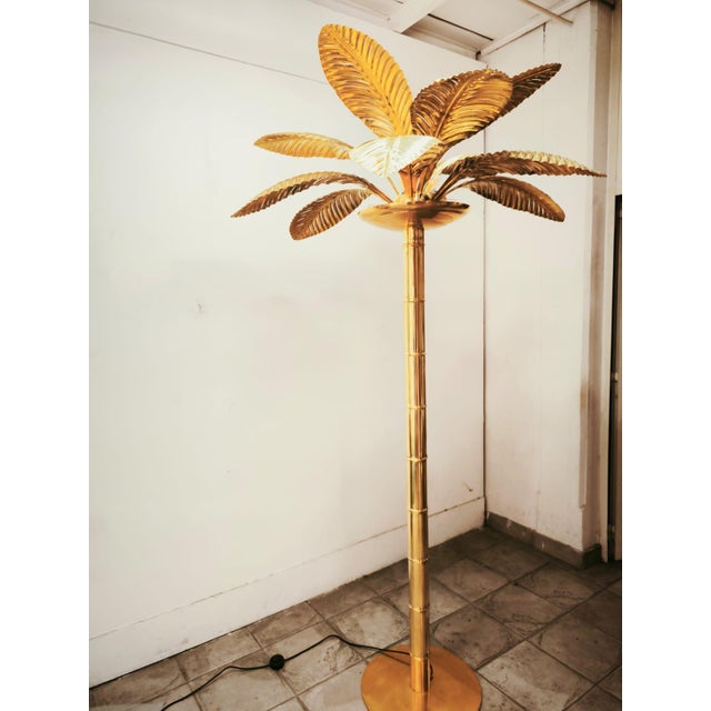 Vintage 12-Light Palm Floor Lamp in Brass, 1970s For Sale - Image 4 of 18