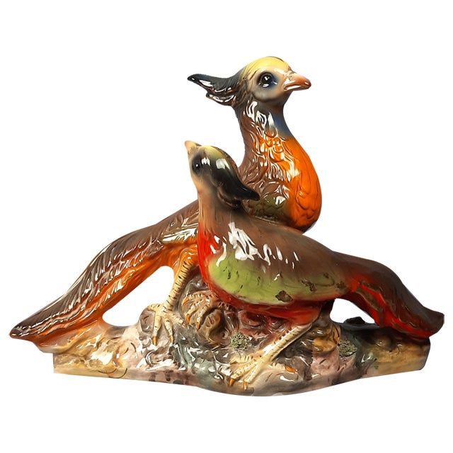 Vintage Multicolored Ceramic Pheasant Sculpture, Italy, 1960s For Sale