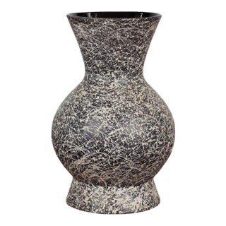 Prem Collection Artisan Made Black & White Vase with Dripping Décor For Sale