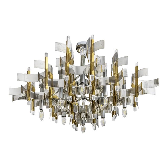 Mid-Century Italian Chandelier by Gaetano Sciolari, 1970s For Sale