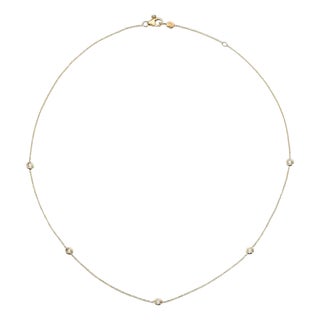 Roberto Coin, 18k Yellow Gold and Diamond Station Necklace For Sale