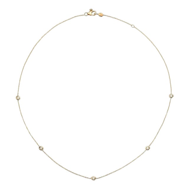 Roberto Coin, 18k Yellow Gold and Diamond Station Necklace For Sale