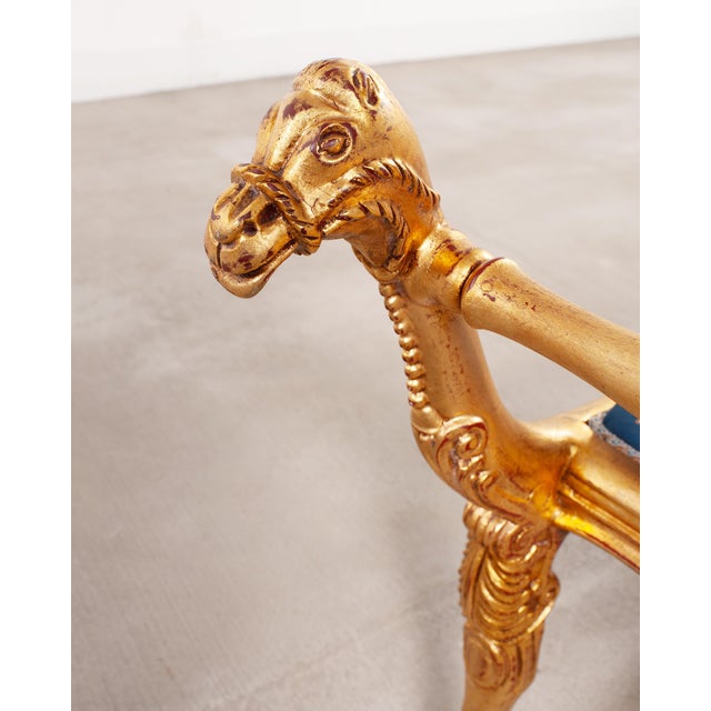 Pair of Italian Neoclassical Giltwood Camel Stool Benches For Sale - Image 17 of 18