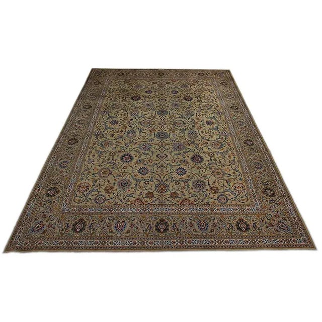 ACTUAL SIZE: 10’8″ x 14’8″ PRIMARY COLOR: Green / Beige AGE: Old MATERIALS: Wool FOUNDATION: Cotton PRODUCTION: Handwoven,...