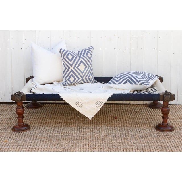 Blue & White Woven Swing Charpai Bed For Sale - Image 10 of 10