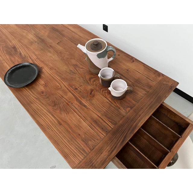 Wood Pine Farm Table, 1970s For Sale - Image 7 of 18