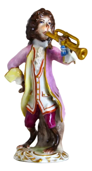 Porcelain Figurine from the Series Monkey Band, Guitarist, Volkstedt Manufactory, Germany, 1940s