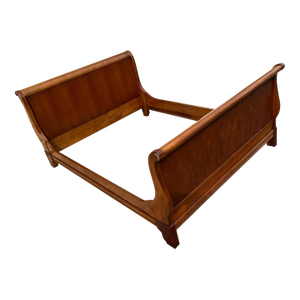 Vintage Louis Philippe Empire Style Cherry Sleigh Queen Size Bed Frame,