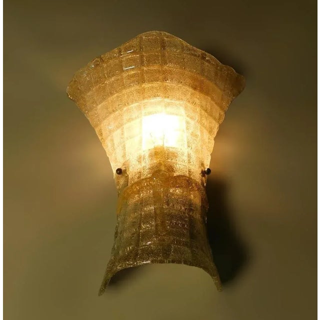 Glass 1960s Gold Graniglia Bow Sconces, a Pair For Sale - Image 7 of 9