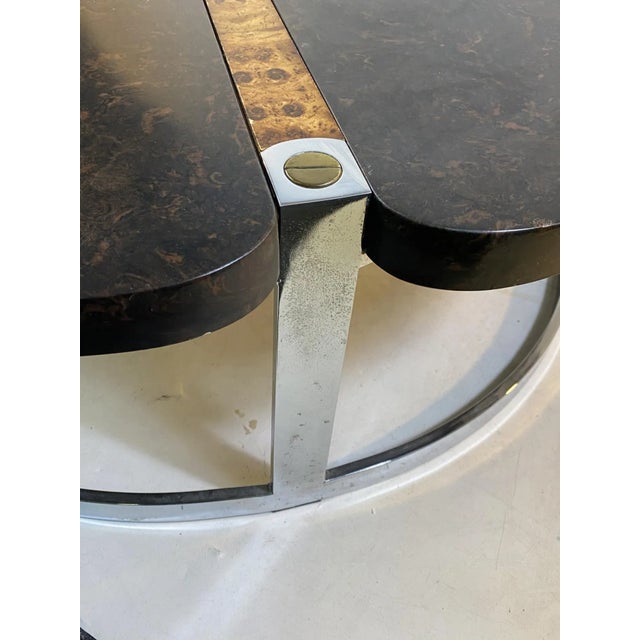 1970s Gucci Style Modernist Stone, Chrome & Brass Design Coffee Table For Sale - Image 12 of 13