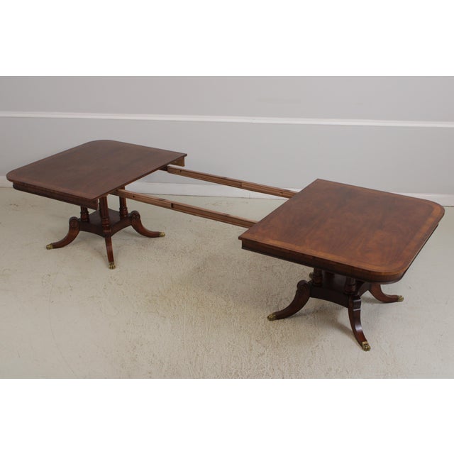 Henredon Mahogany Double Pedestal Inlaid Dining Table For Sale - Image 11 of 17