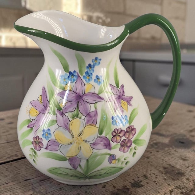 This Vintage Beautiful Floral Country Style Pitcher is a charming addition to any kitchen or dining room. The pitcher...