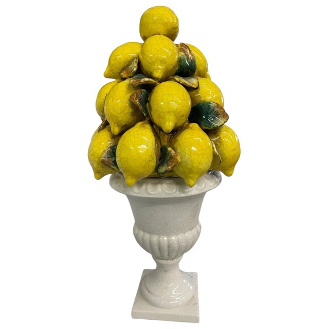 Mediterranean 1980s Italian Ceramic Lemon Topiary For Sale - Image 3 of 4