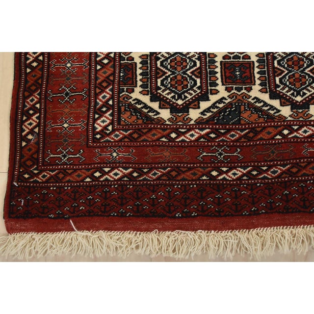 Ivory Turkmen Runner 2’10” X 6’4” Ivory Wool Vintage Tribal Hand-Knotted Rug For Sale - Image 8 of 11