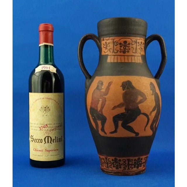 Large Greco-Roman Style Hand-Decorated Ceramic Terracotta 2-Handled Amphora Vase, 1975 For Sale - Image 9 of 18