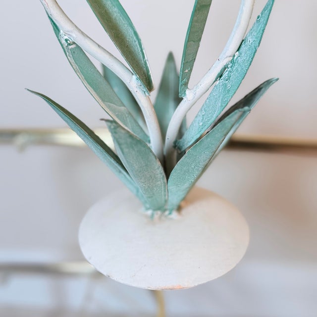 Mid-Century Modern Vintage Tole Lotus Flower 2-Arm Candelabra For Sale - Image 3 of 7