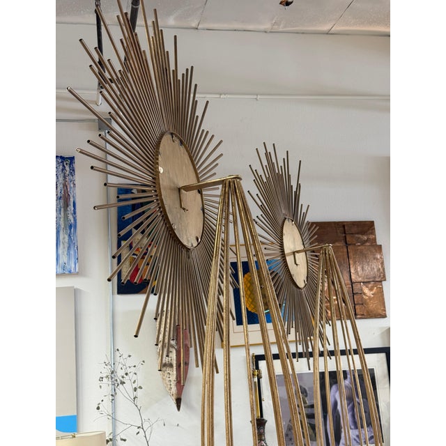 Early 20th Century Monumental Brutalist Starburst Mirror 9 Foot Tall Sculptures For Sale - Image 4 of 17