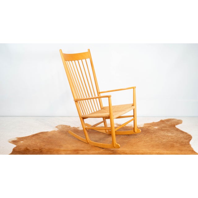 Brown 1960s Vintage Hans Wegner Model J16 Rocking Chair For Sale - Image 8 of 16