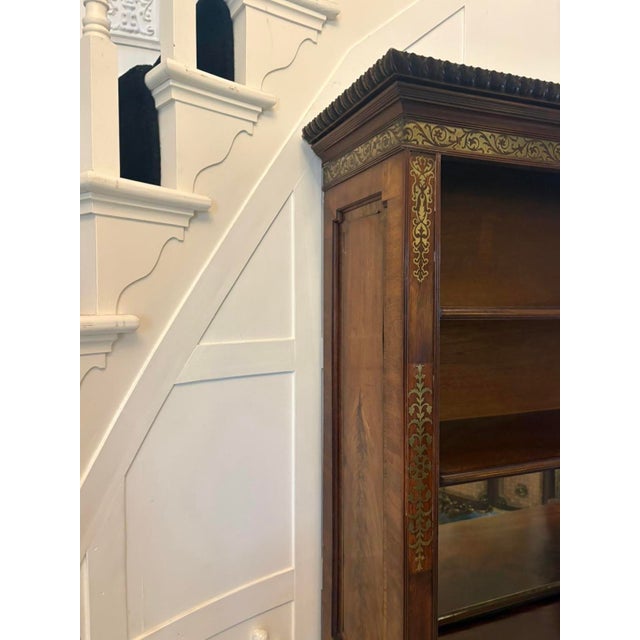 Antique Regency Open Bookcase in Rosewood with Brass Inlaid, 1820 For Sale - Image 18 of 18