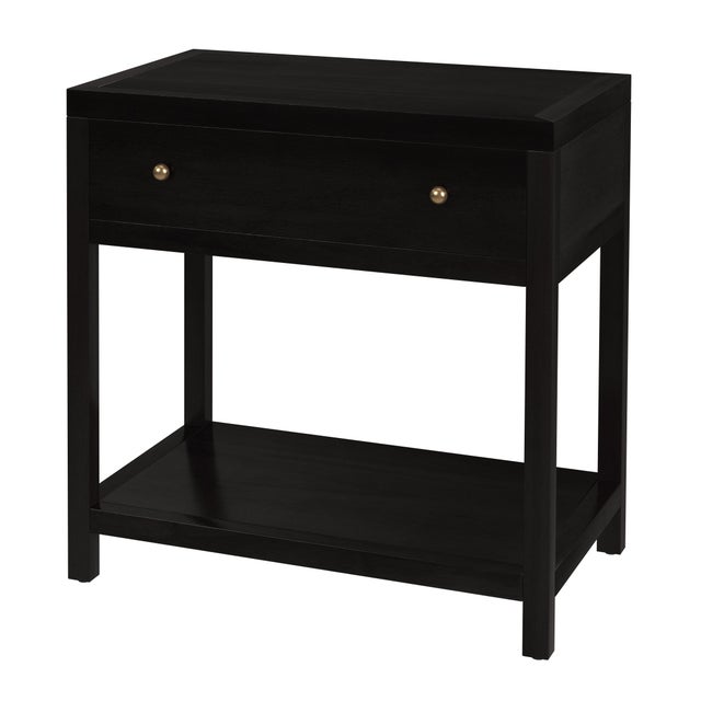 Black Nora 30 in. W Rectangular Wood 1 Drawer Wide Nightstand with Lower Open Shelf, Antique Coffee For Sale - Image 8 of 8