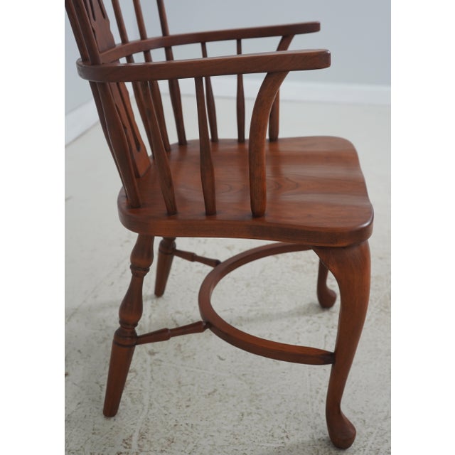 Set of 6 Solid Cherry Brace Back Windsor Chairs For Sale - Image 10 of 18